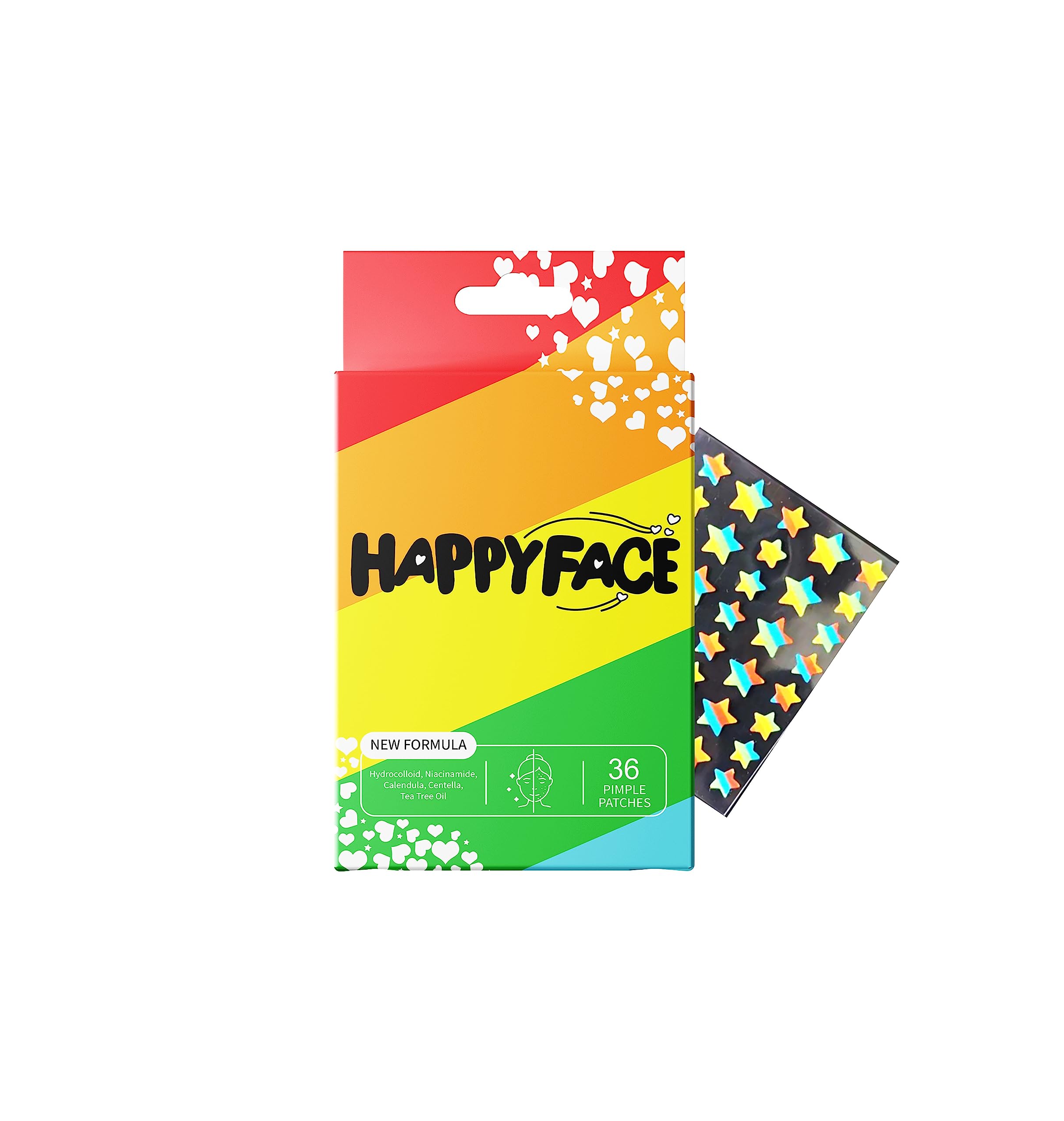 HappyFace Acne Patches Hydrocolloid Pimple Patch For Face Star Pimple Patches 36 Count All Skin Types