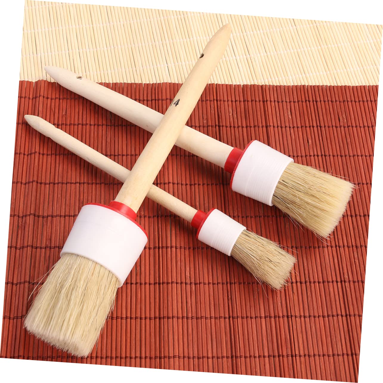 4pcs Chalk Paint Brushes Wooden Chalk And Wax Brushes Natural Stencil Brushes Round Bristle Brushes Diy Painting Waxing Brushes For Wood Furniture Home Decor 85529204
