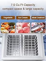 Vista 24 de Mini Chest Freezer 3.5 Cu.Ft 7 Gears Temperature Control Compact Deep Freezer with Top Open Door and Removable Storage Basket Black