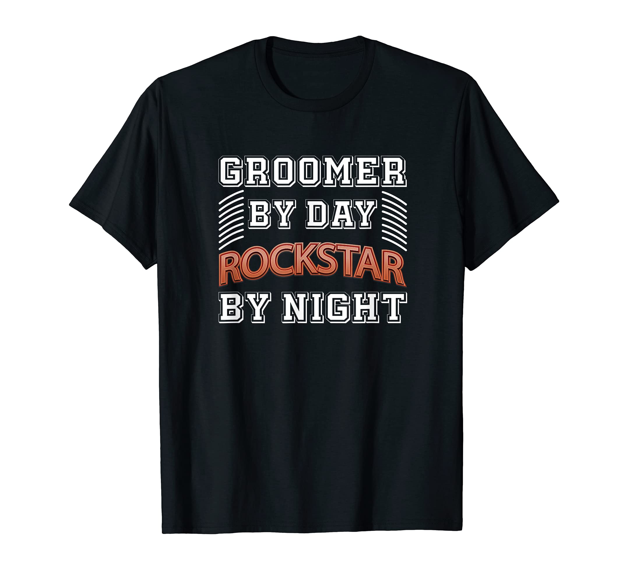 Groomer by Day Rock Star by Night - Funny Furologist Cuddler T-Shirt, Black