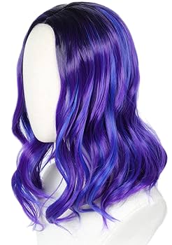 Purple Wig Mixed Blue Long Curly For Kids Girls Purple Hair Wig Funny