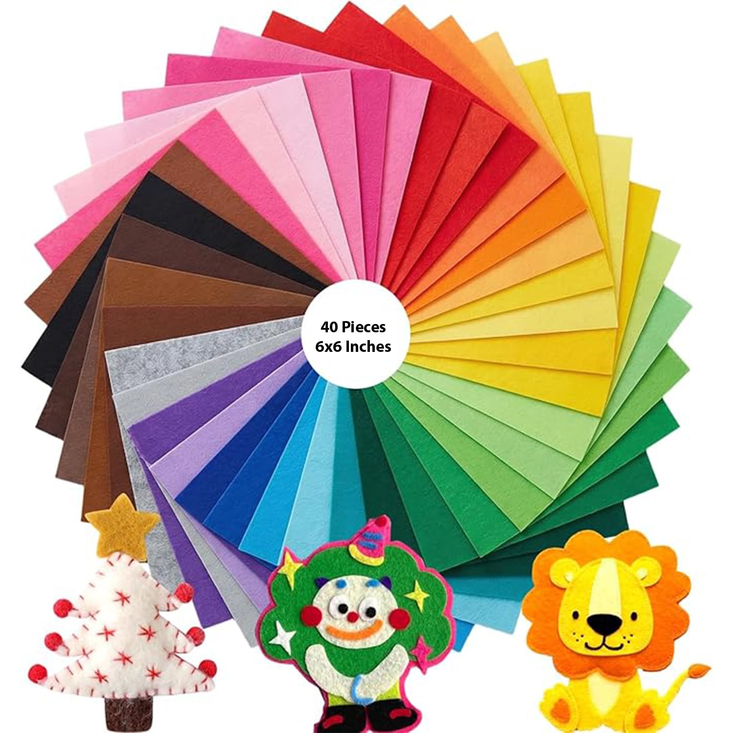 CANVASS Solid 40 pcs Non Woven Felt Fabric 1mm Thickness Polyester Cloth Felts DIY Bundle for Sewing Dolls Crafts15x15cm, Multicolour