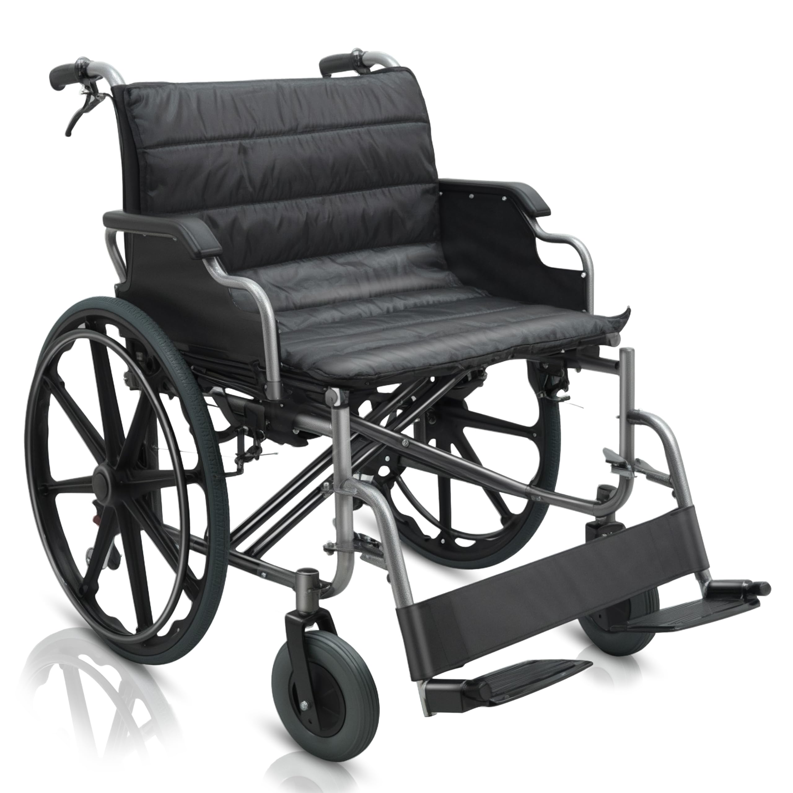 KosmoCare Deluxe XL Bariatric Wheelchair | Heavy Duty Foldable Design | 60 cm Extra-Wide Seat | Reinforced Frame for Stability | Ideal for Heavy Patients | Cushion Upholstery | 180 kg Weight Capacity-image-29