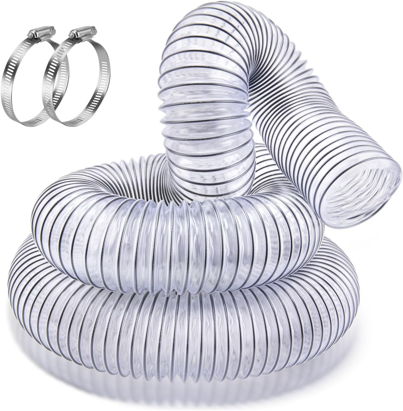 4" X 10' Dust Collection Flexible Hose with 4 In Clamp Heavy Duty Pvc Dust Debris and Fume Collection Hose for Dust Collection Systems, Clear Color