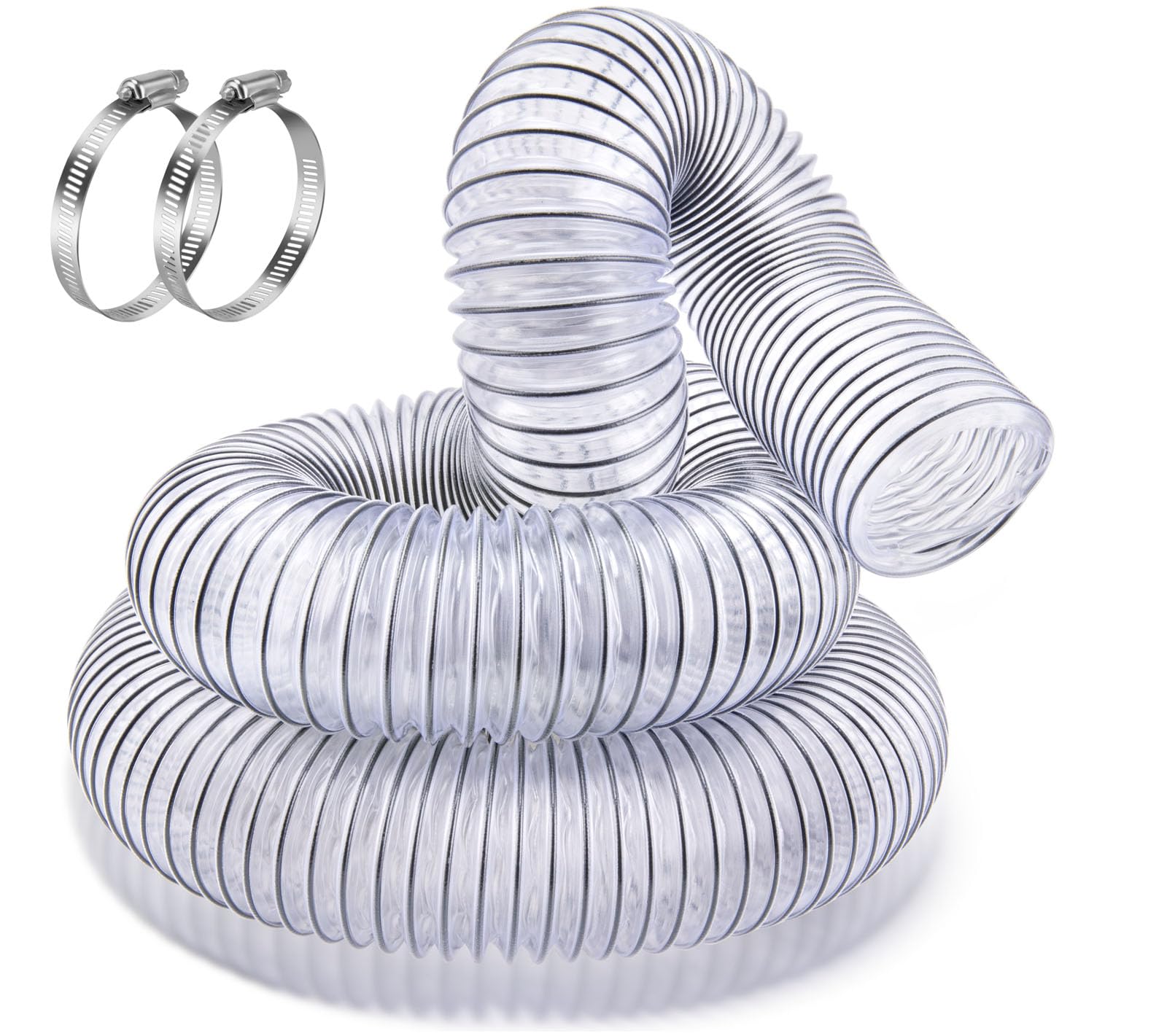 2-1/2" X 10' Dust Collection Hose with 2.5 In Clamp, Heavy Duty Pvc Dust Debris and Fume Collection Hose for Dust Collection Systems, Clear Color