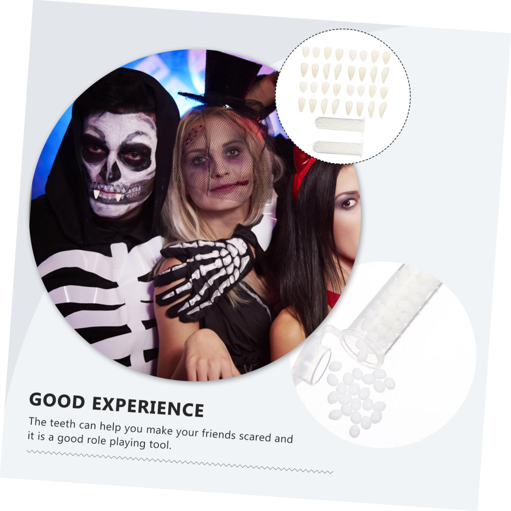 Alasum 5zestawy Sztuk Sztucznych Zębów Wampira Halloween Realistyczne Akcesoria Cosplay Do Maskarad i Imprez Różne z Klejem Do Zębów