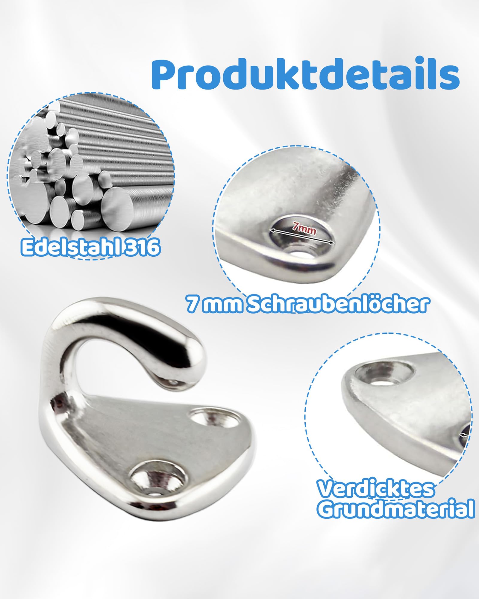 10 PCS Planenhaken Anhänger: 316 Edelstahl Netzhaken für Anhänger mit 20 Schrauben Robuste 2-Loch-Haken für PKW Planenbefestigung und Bordwand