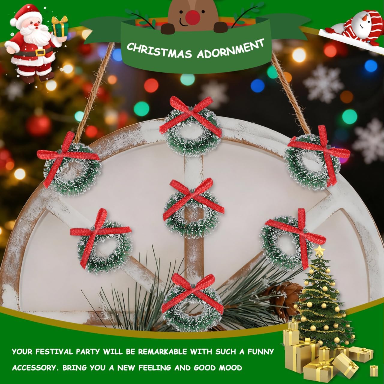 VOSAREA 24pcs Mini Christmas Wreaths Realistic Simulation Wreaths Mini Christmas Tree Hanging Garlands for Miniature Landscape Xmas Ornament for Home Party Garden and Photography - Image 5