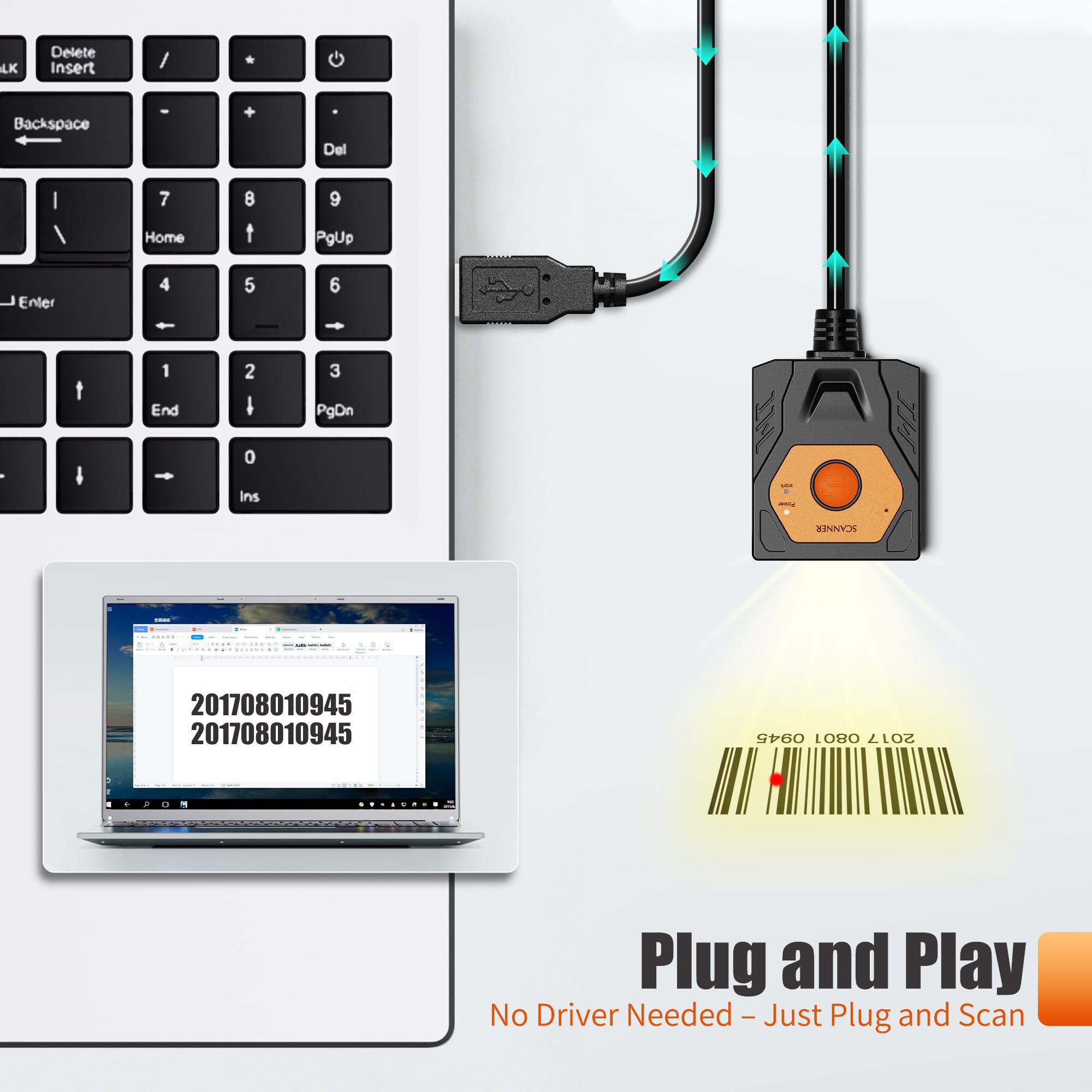 Escáner de código de barras NETUM NT-480 de montaje fijo, escáner de código QR 1D 2D industrial con conexión USB, escáner integrado de detección automática para quiosco, transportador, POS