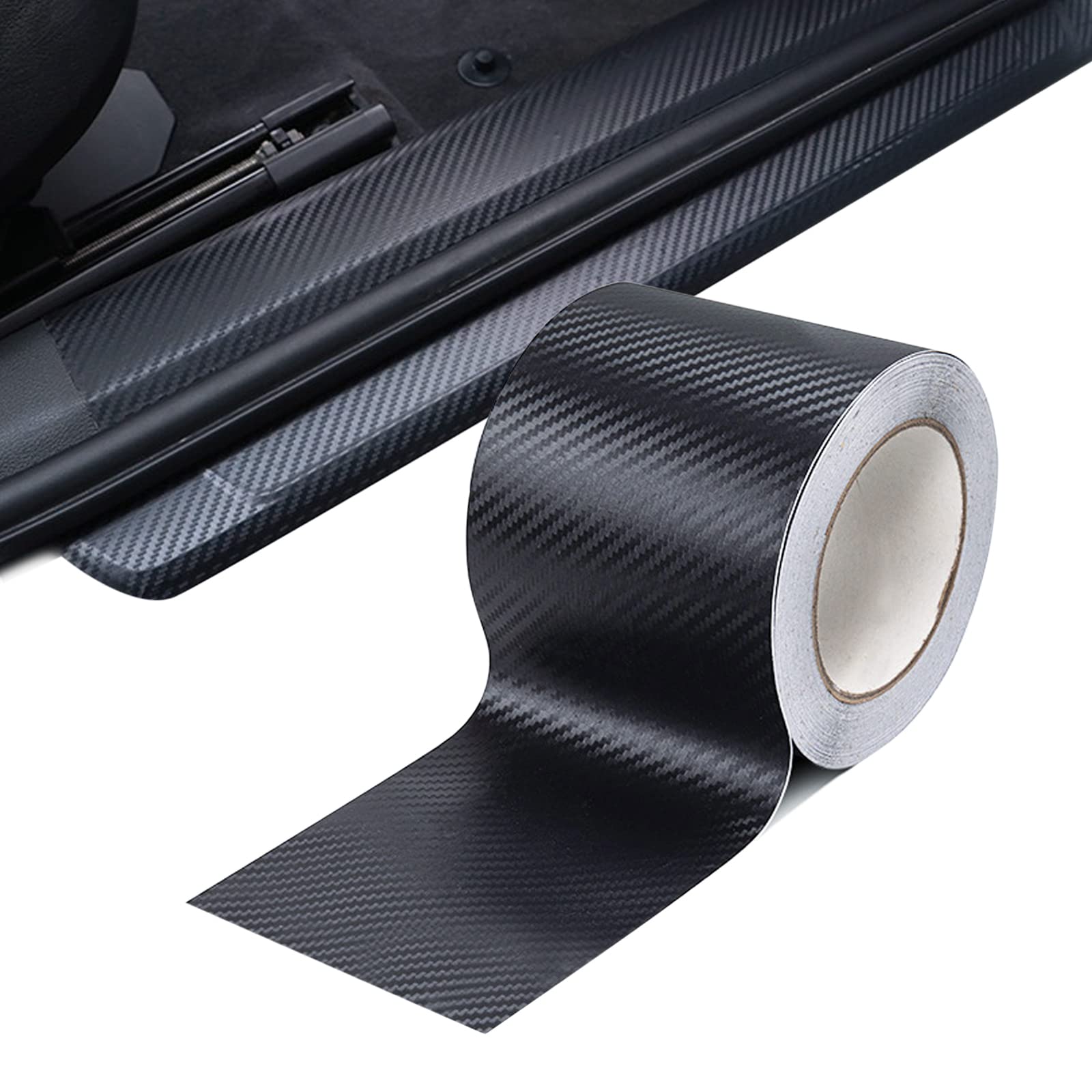 Jawmoy 1 PC Car Door Edge Guards Sill Protector, 3D Carbon Fiber PVC Wrap Car Anti Collision Film, Car Bumper Door Guard Hood Sticker Protection Strip, Car DIY Interior Exterior (3.93In x 32.8Ft)