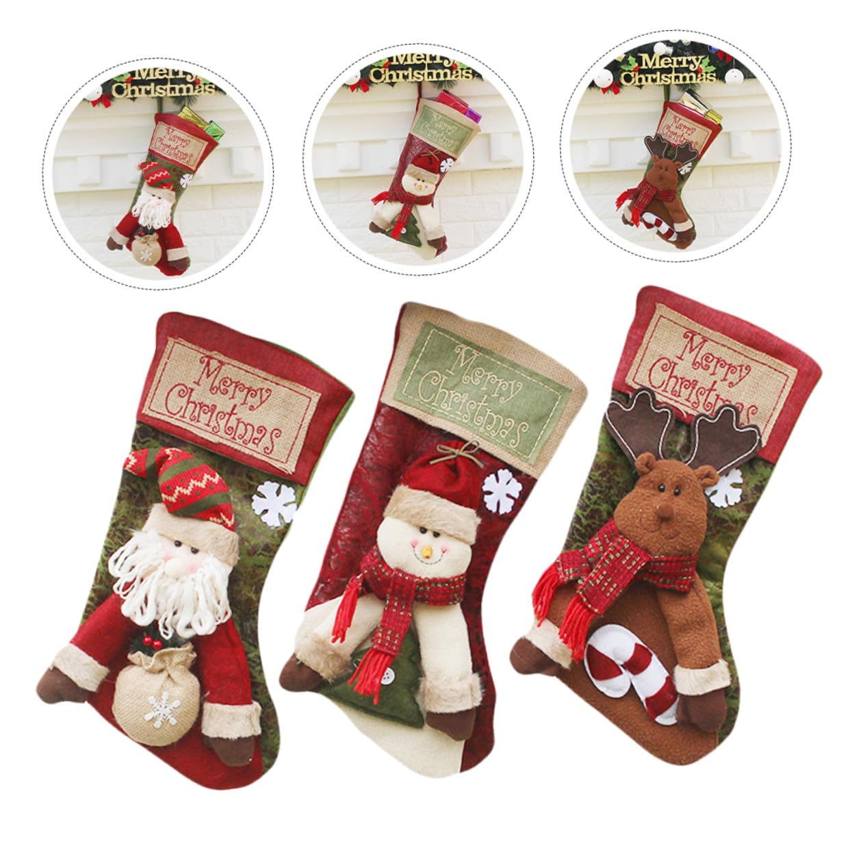 BESPORTBLE 3pezzi Calza di Natale Appesa Calzini Regalo di Natale Goccia Personalizzate