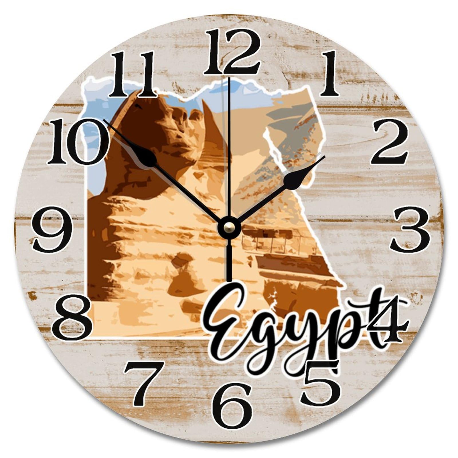 Horloge murale silencieuse Égypte déco salon sans tic-tac 30cm