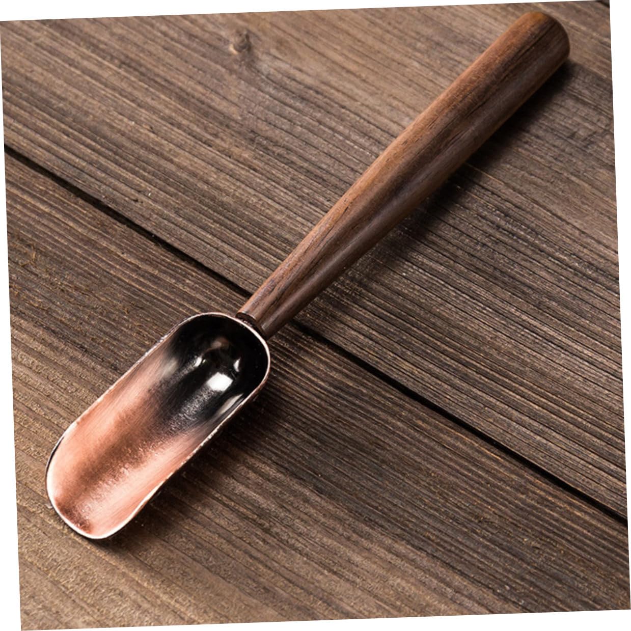 BESTonZON Cucharas para Té de Té Portátil Mango de Ébano Accesorio para Condimentos Especias Azúcar Leche Fácil de Limpiar