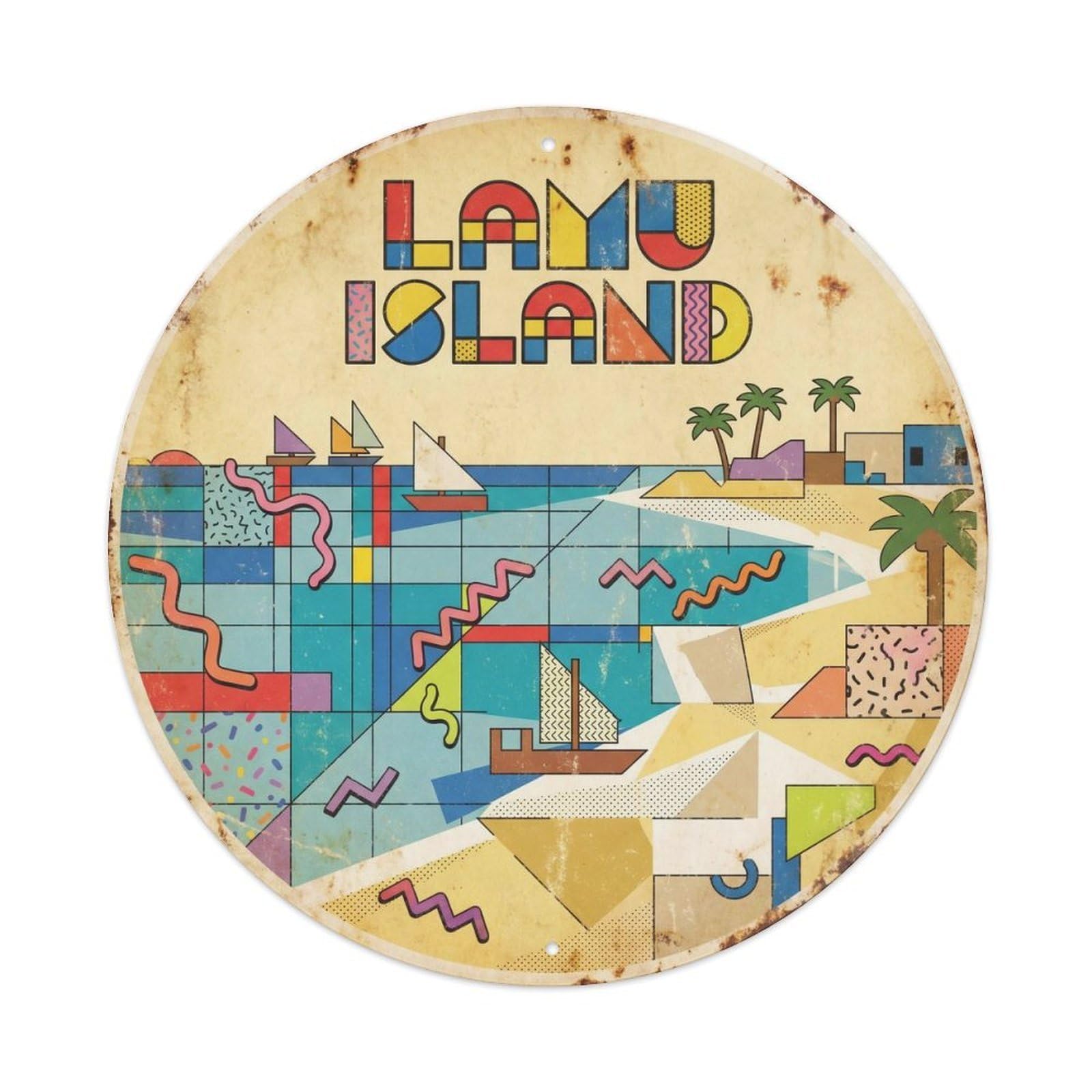 Lamu Island Paradise Retro Geometry Travel Metal Tin Sign