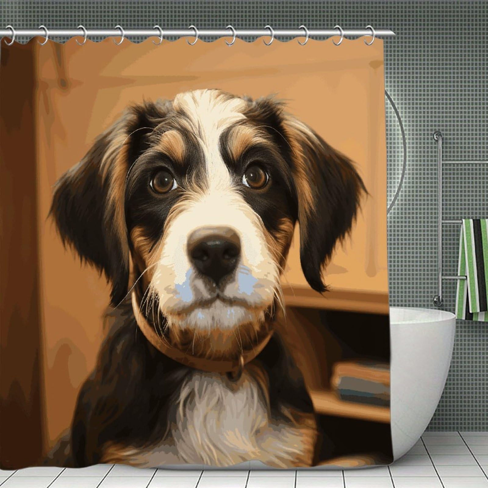 MUSM Dog Training Shower Curtain with Hooks Durable Thick Waterproof Bathroom Shower Curtains Fashion Funny Magic Decor Bath Curtains for Bathtub Shower Partition 71"x71"