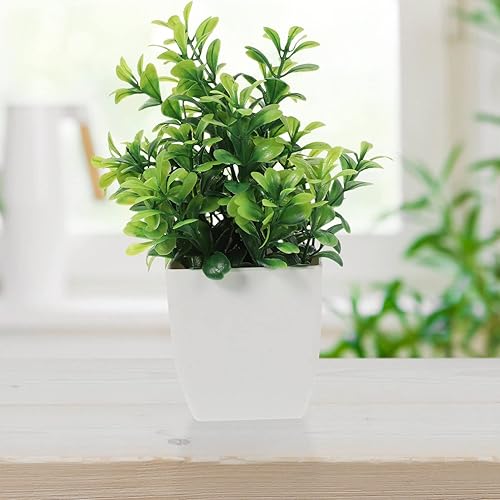 Miniatura 6 de BESPORTBLE 4 plantas artificiales en maceta, plantas de plástico, plantas de oficina, plantas de interior, plantas de plástico en maceta, mini