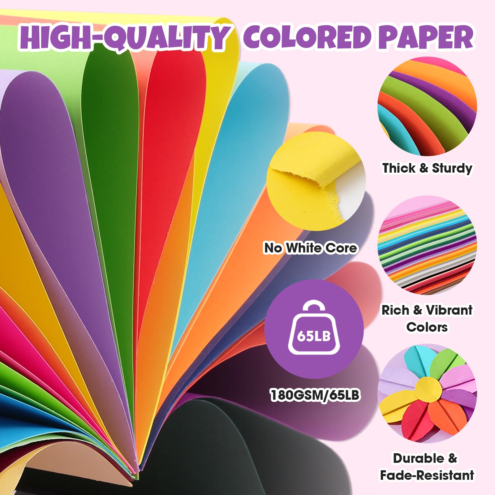 Colorful Cardstock - 100 Sheets 50 Colors -3