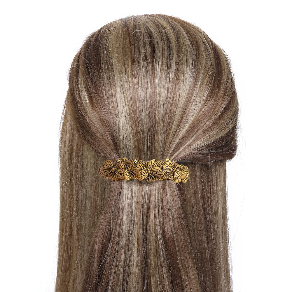 JKJF 2 Pcs Celtic Knot Barrette Vintage Hair Barrettes Metal French Hair Clips Engraved Headwear for Women Girls - Gold Silver Style 1