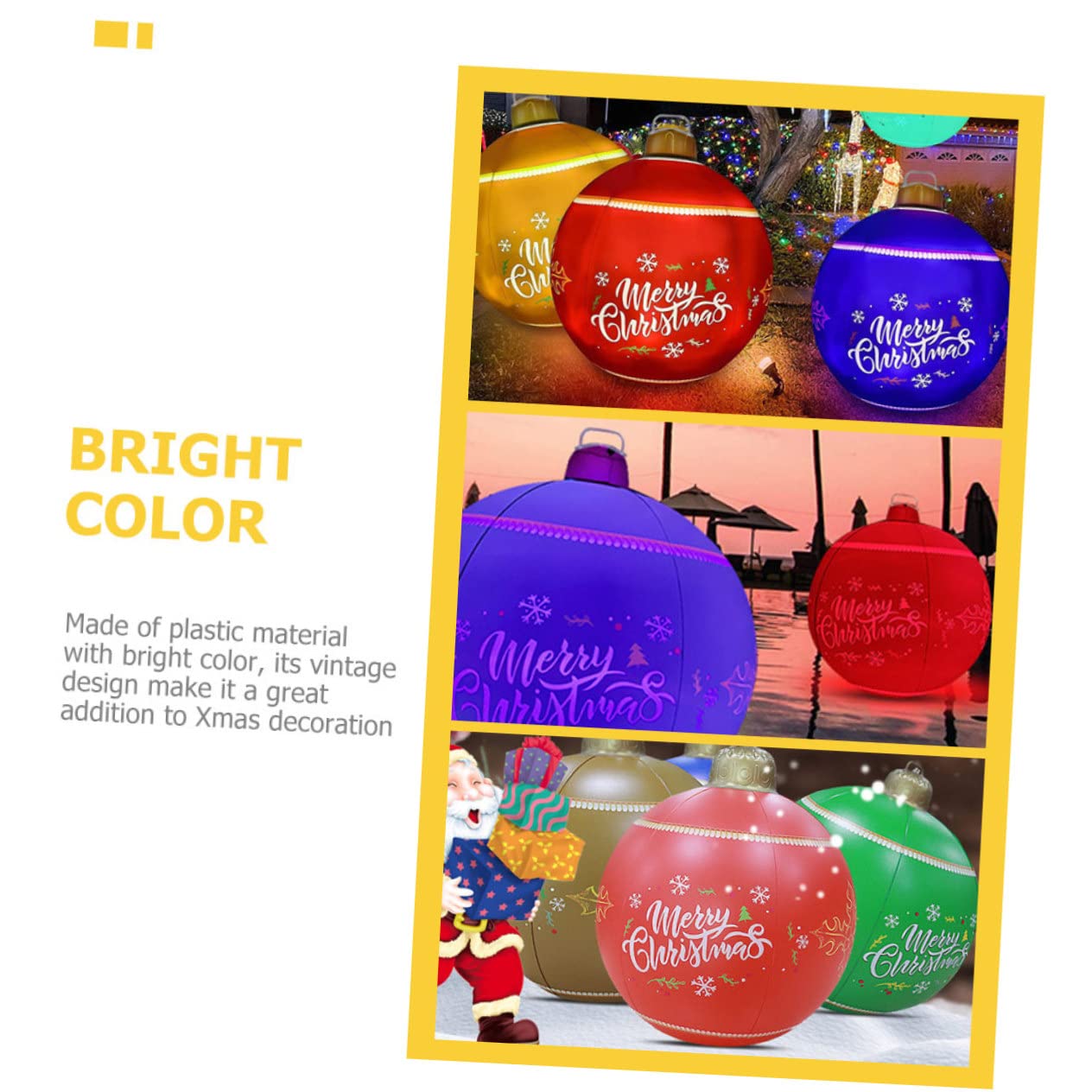 Zerodeko 5 Pièces Boule De Noël Gonflable Gonflables Boule Gonflable De Noël Ornement Ballons Géants Décoration De Boule Décor De Noël Ballons d'or Décoration Gonflable en