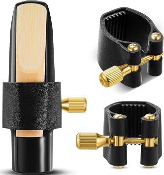2 Pcs Alto Sax Ligature Fastener Compact Durable Artificial Leather Saxophone Ligature with Adjustable Screws for Alto Sax Rubber Mouthpiece Mouthpiece/Reed Not Included