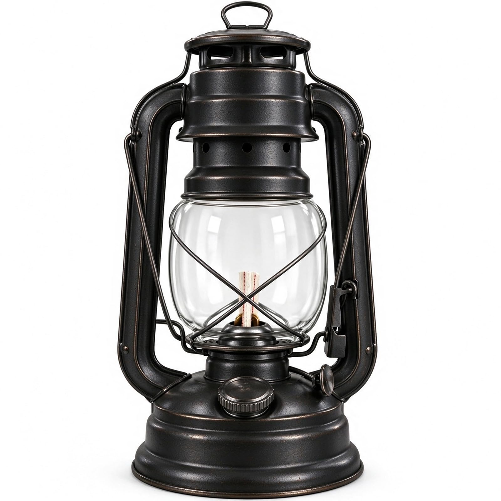 Vintage Lantern Lights,Portable Camping Oil Burning Lantern,Hurricane Lantern Storm Light (Black)