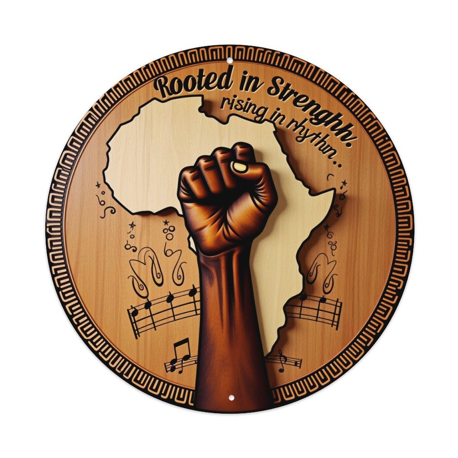 Rooted In Strength Rising In Rhythm Round Tin Sign Retro Metal Sign for Cafe Bar Pub Home Game Room Gym Club Wall Decoration Vintage Metal Poster 8x8 Inch