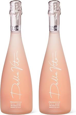 Della Vite Prosecco D.O.C Ros  Millesimato Premium Italian Prosecco, Extra Dry Pack of 2