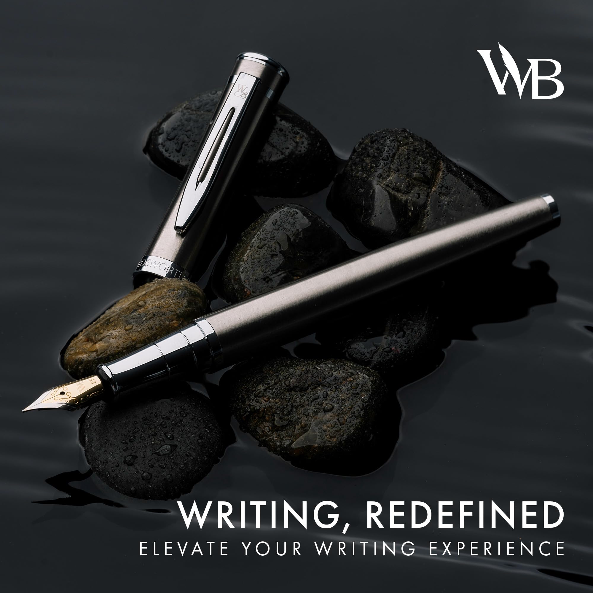 Wordsworth & Black Fountain Pen Set, Extra Fine Nib, Includes 24 Pack Ink Cartridges, Ink Refill Converter & Gift Pouch - Image 2