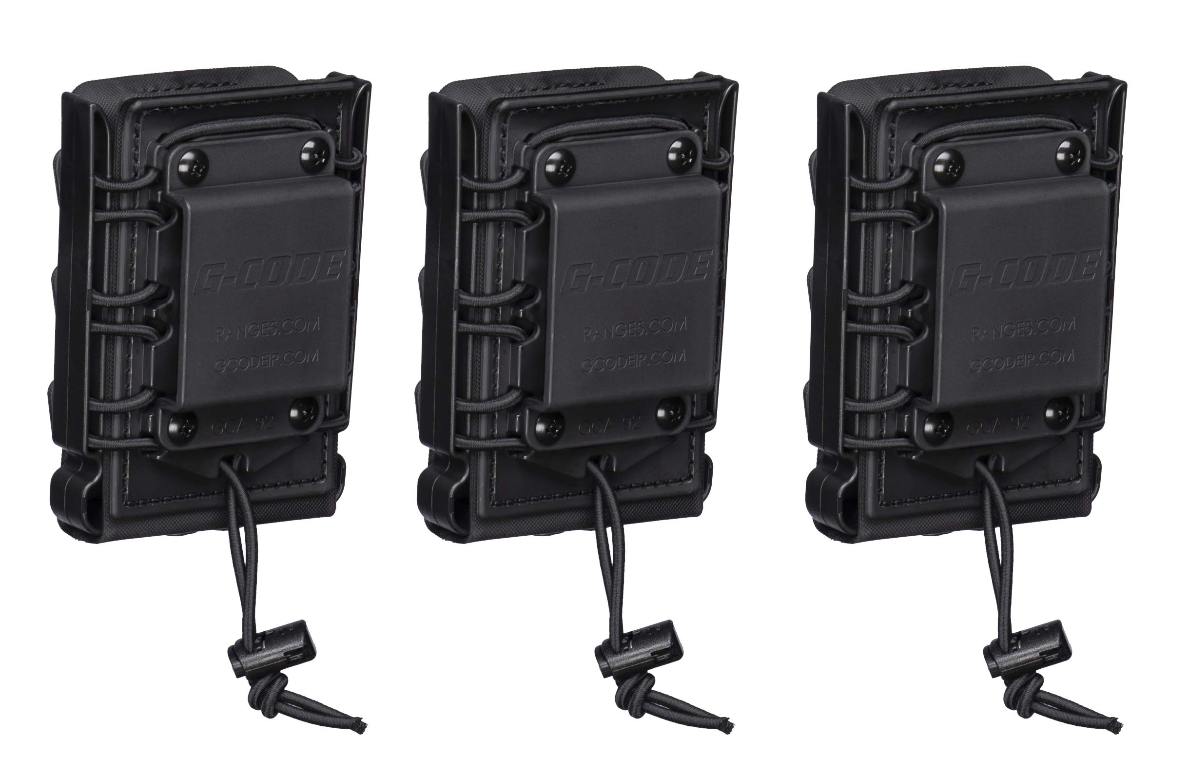 100% Made in USA - G-CODE (3 Pack) Rifle Soft Shell Scorpion Mag Carrier (Black) with Belt Loop
