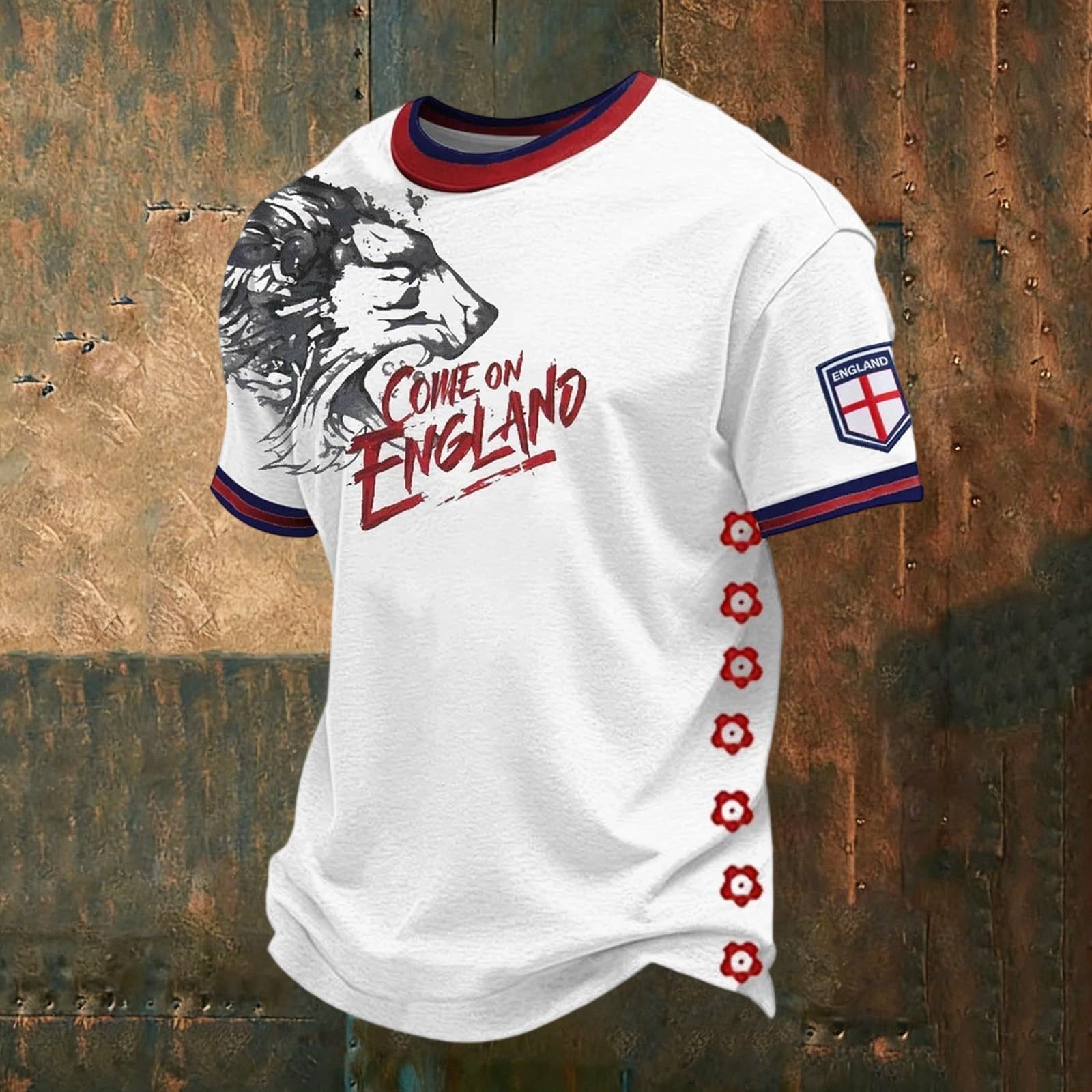 Camisetas Futbol,Camiseta De Aficionado Al FúTbol De Inglaterra para: CóModa Camiseta De Manga Corta Que Apoya A La SeleccióN Nacional De Inglaterra Camiseta Informal De Mezcla