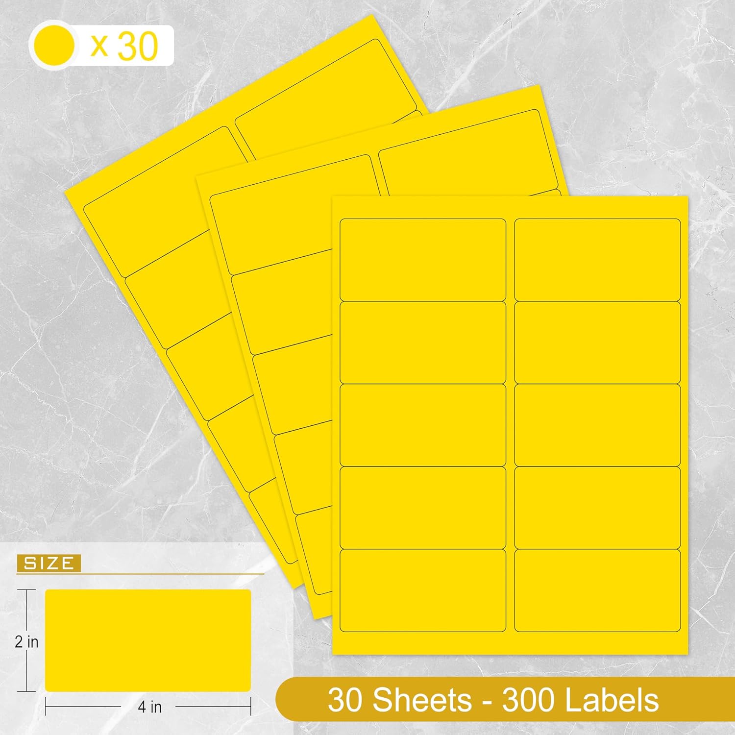 L LIKED 300 Fluorescent Yellow Labels, 2"X4" Neon Colored Labels Handwritten or Inkjet/Laser Print for Shipping Envelopes & Small Packages - 30 Sheets - Image 3