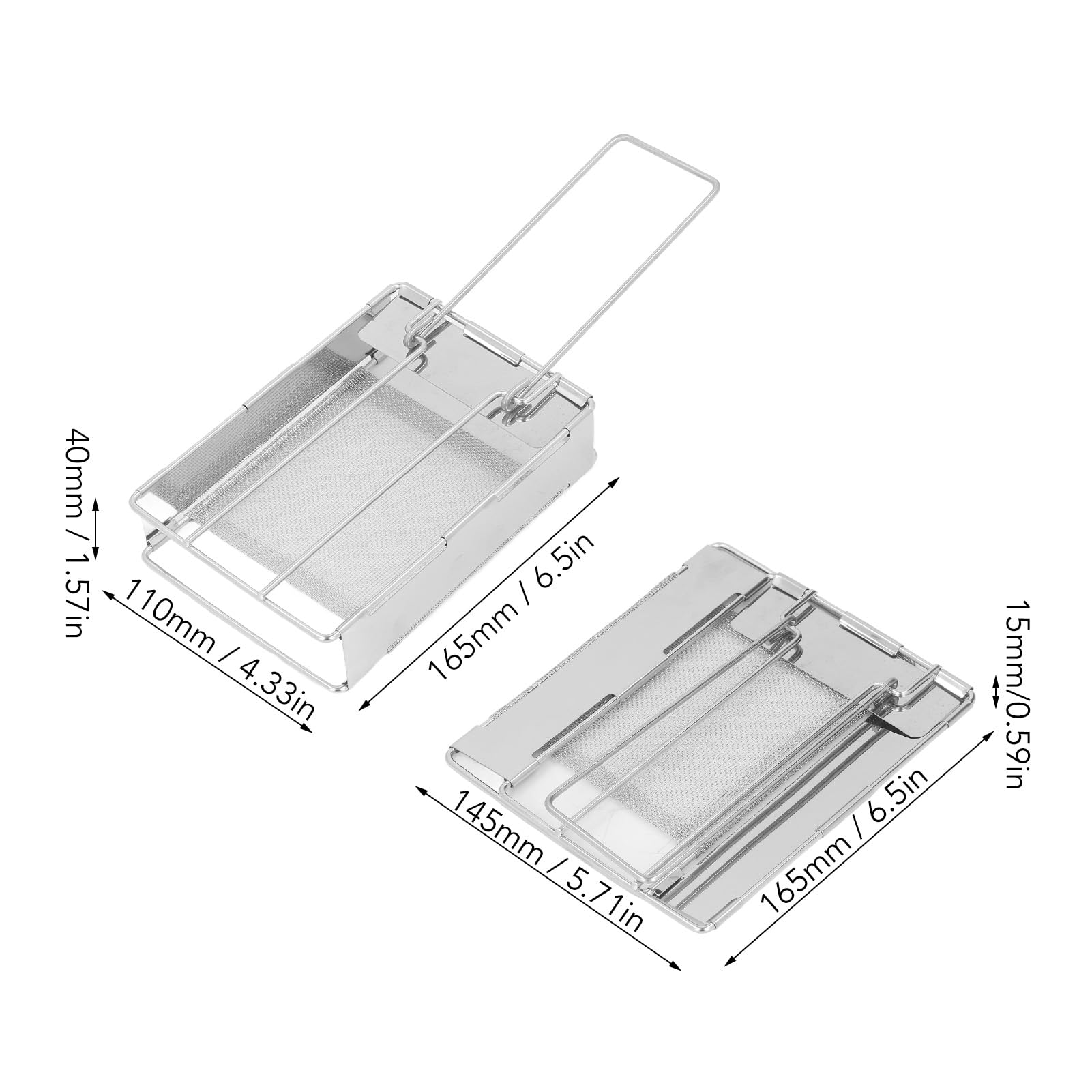 Grille-pain pliable en acier inoxydable pour 4 tranches de pain, grille-pain portable pour camping, pêche, randonnée, randonnée