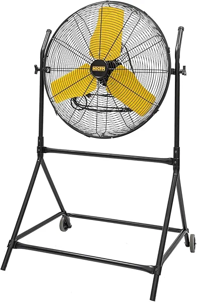 HiCFM 7900 CFM 24 inch Roll-About Tilt Stand Fan with Ball Bearing Powerful 2/5HP Motor, 9FT Cord, 180 Degree Tilting with Wheels for Industrial Use, UL Safety Listed