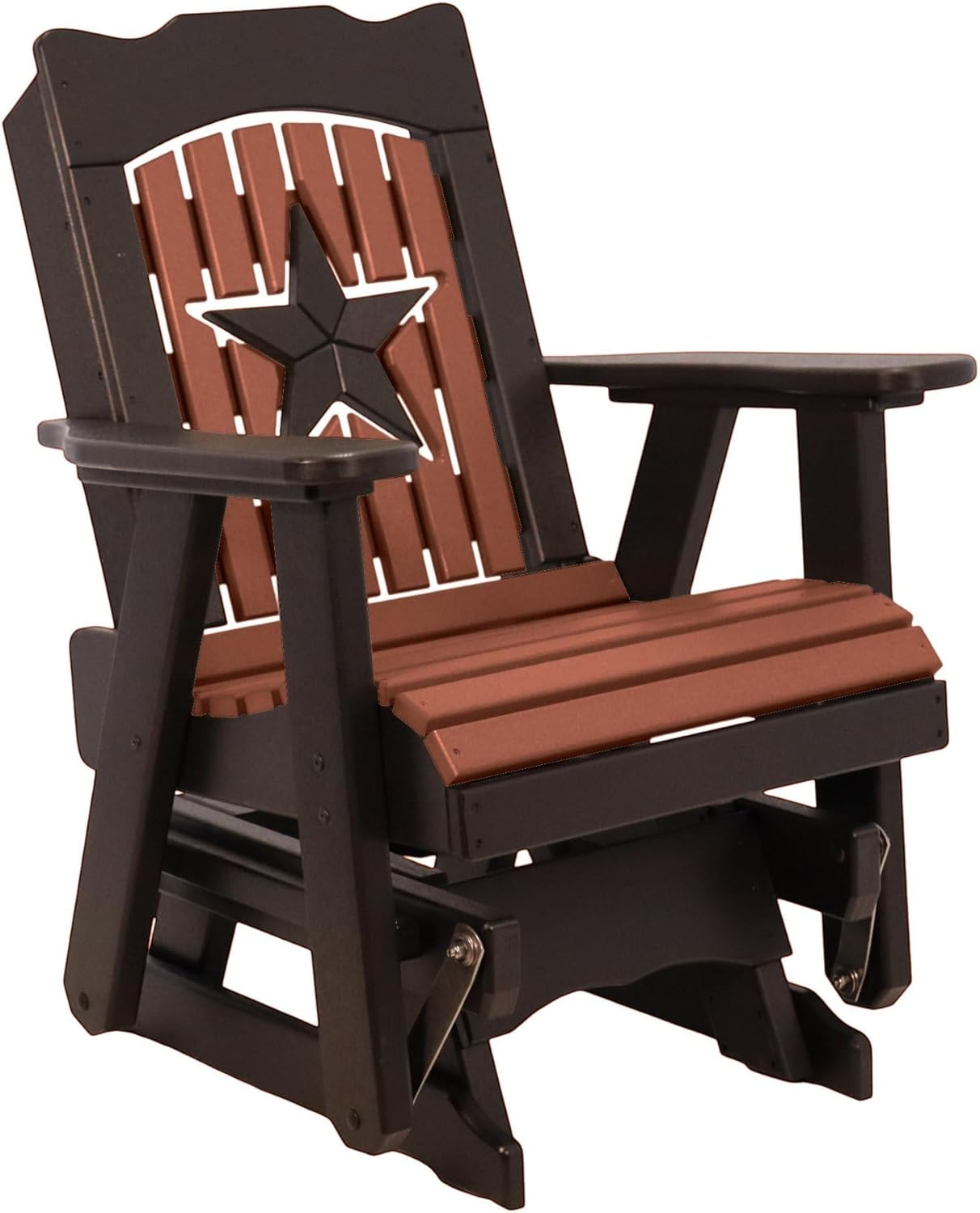 2FT Brown HIGH STARBACK Glider Chair, Amish-Made All-Weather Poly Lumber Outdoor Glider, Stainless Steel Hardware, Made in USA Smooth, Silent Comfort