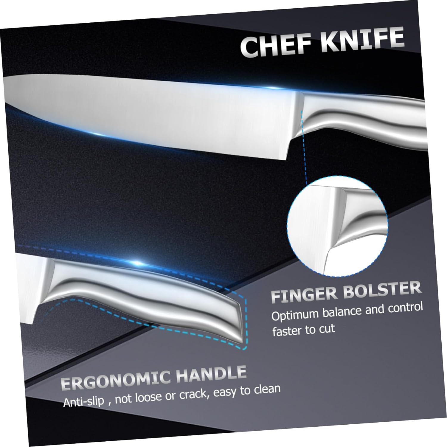 OUNONA 1Set Kitchen Knife Set with Block Steel Ergonomic Grip Versatile Use for Home Restaurant Storage