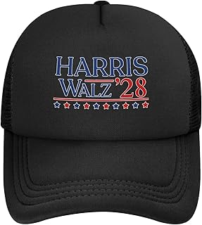 Harris Walz 2028 Kamala Harris Tim Walz Gifts Vintage Trucker Hat Funny Snapback Baseball Hat for Men Women Black