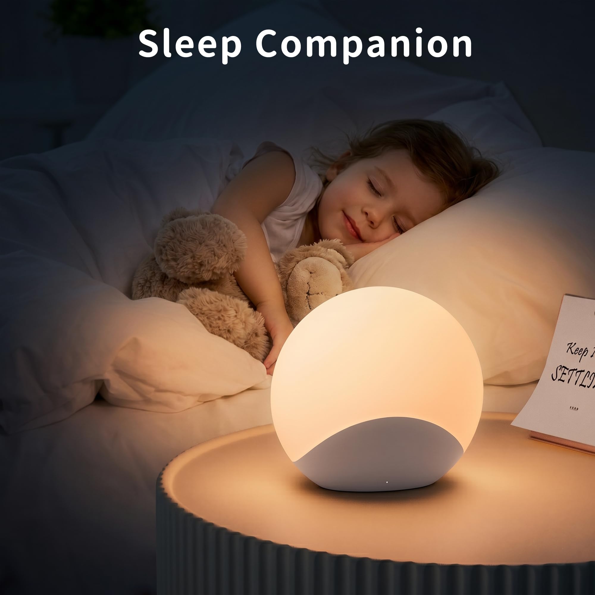 Lámpara de noche con cambio de color, atenuación y temporizador continuos, luz brillante suave recargable para guardería, niños, adultos, mesita de noche, alimentación, modo de sueño, iluminación