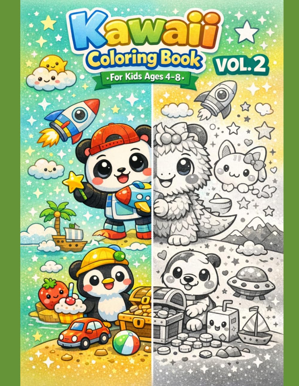 Kawaii Coloring Book for Kids Ages 4–8 — Vol. 2: 60 More Cute and Easy Kawaii Coloring Pages