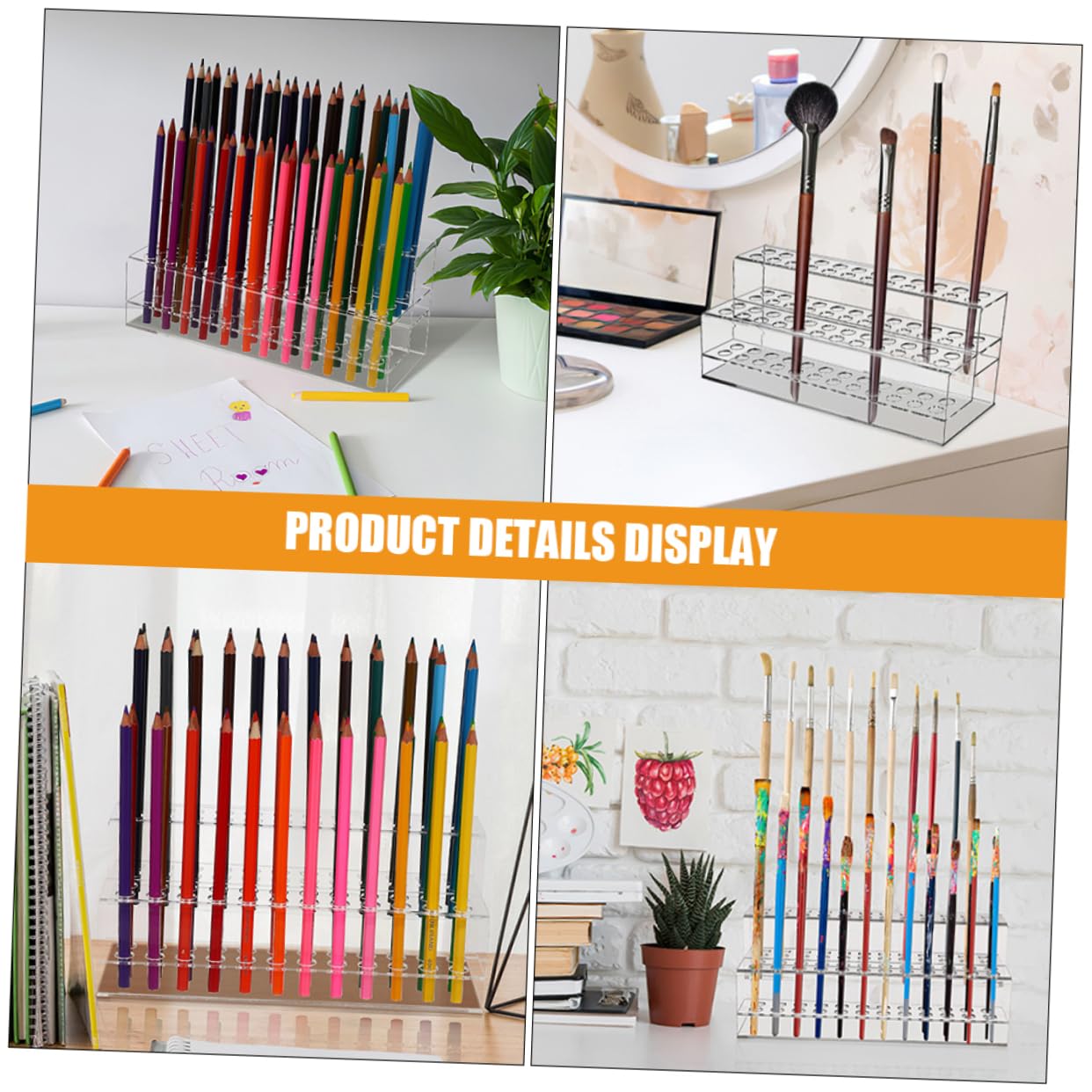 NUOBESTY 2pezzi Portapenne in Plastica Trasparente Da Organizer Da Scrivania Espositore Per Penne e Matite Portapenne Multiforo Per Nail Art e Piccoli Oggetti