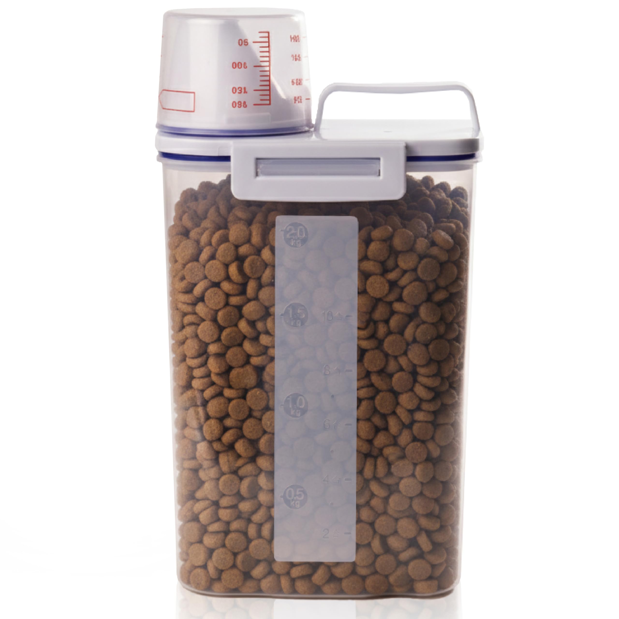Generico Contenitore Crocchette Gatto e Cane – Porta Crocchette Ermetico con Coperchio e Bicchiere Dosatore