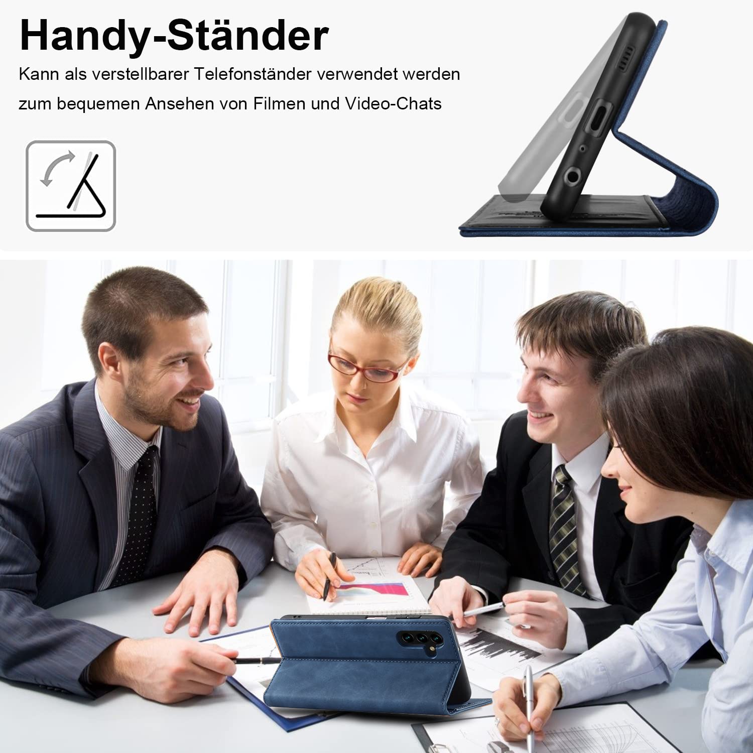 Ailicici für Samsung Galaxy A54 5G Hülle Leder, Mit Schutzfolie, Handyhülle für Samsung A54 5G Hülle Klappbar Leder Flip Wallet 360 Stoßfeste Cover Schutzhülle Holster Klapphülle A54 Samsung 5G Case