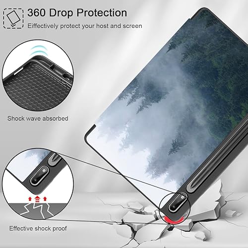 Miniatura 5 de Mektron Funda para Samsung Galaxy Tab S9 FE  S9 de 11 pulgadas 2023 X710X716BX718U, portalápices integrado con tapa dura mate con encendido y