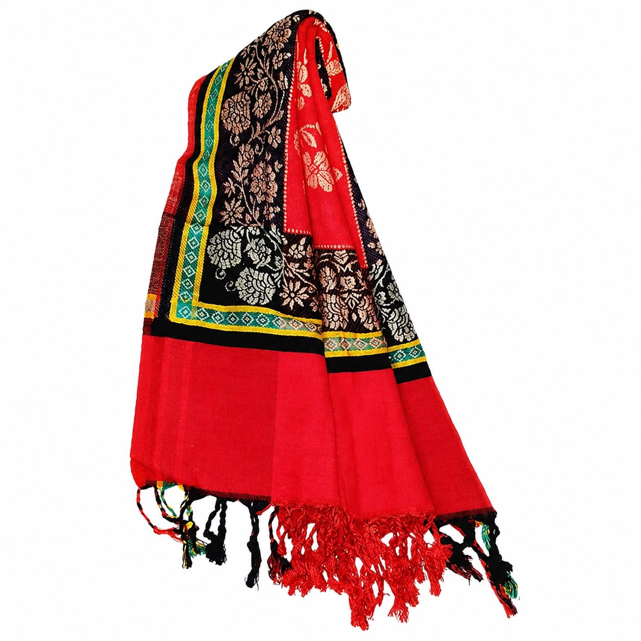 mukhaksh (Pack of 1) Women Ladies Girls Winter Woolen Warm Stylish Red with Black Strip Shawl Stole (80 X 27 Inches)-picture-31