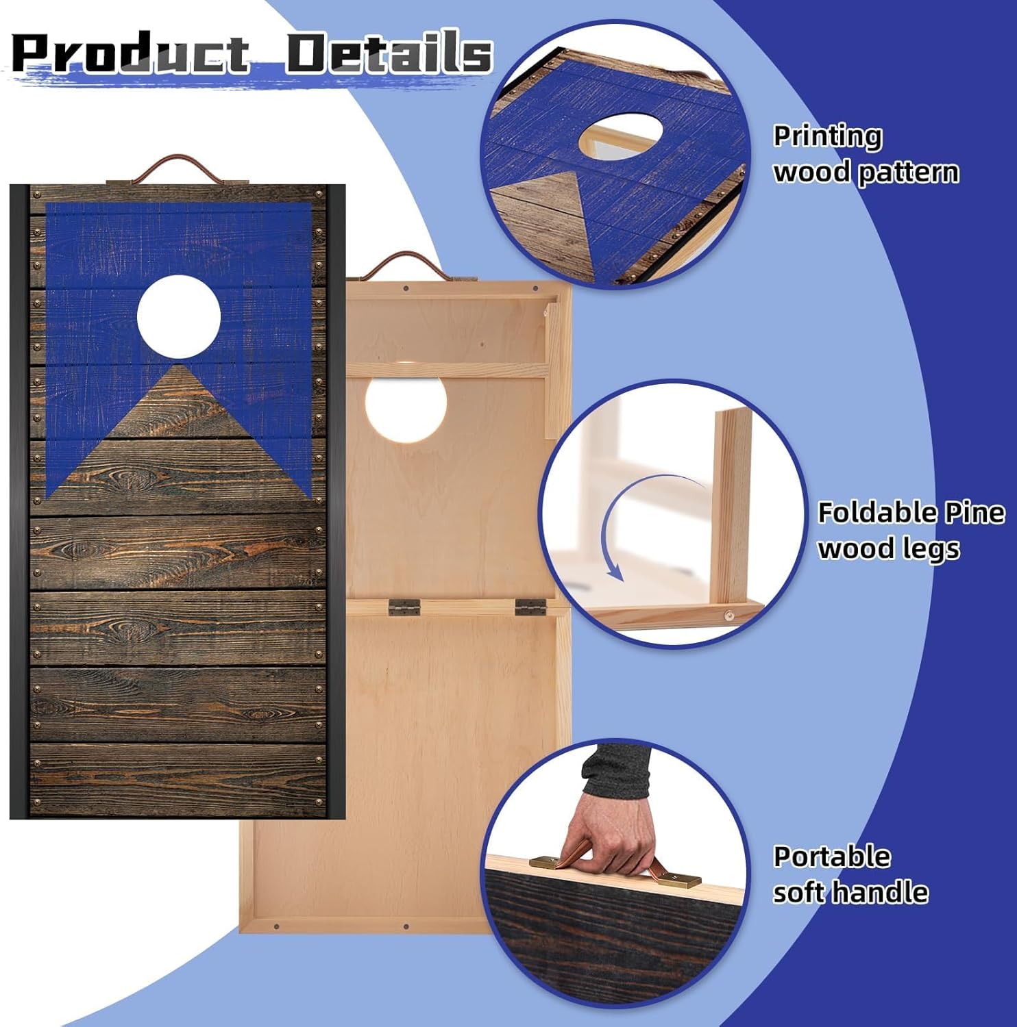 Portable Cornhole Board Set with Bean Bags 2 ft x 1 ft or 3 ft x2 ft or 10.16 * 5.04 Inch Foldable Corn Hole Games for Adults and Kids Indoor or Outdoor Corn Hole Toss Games Backyard Tarvel