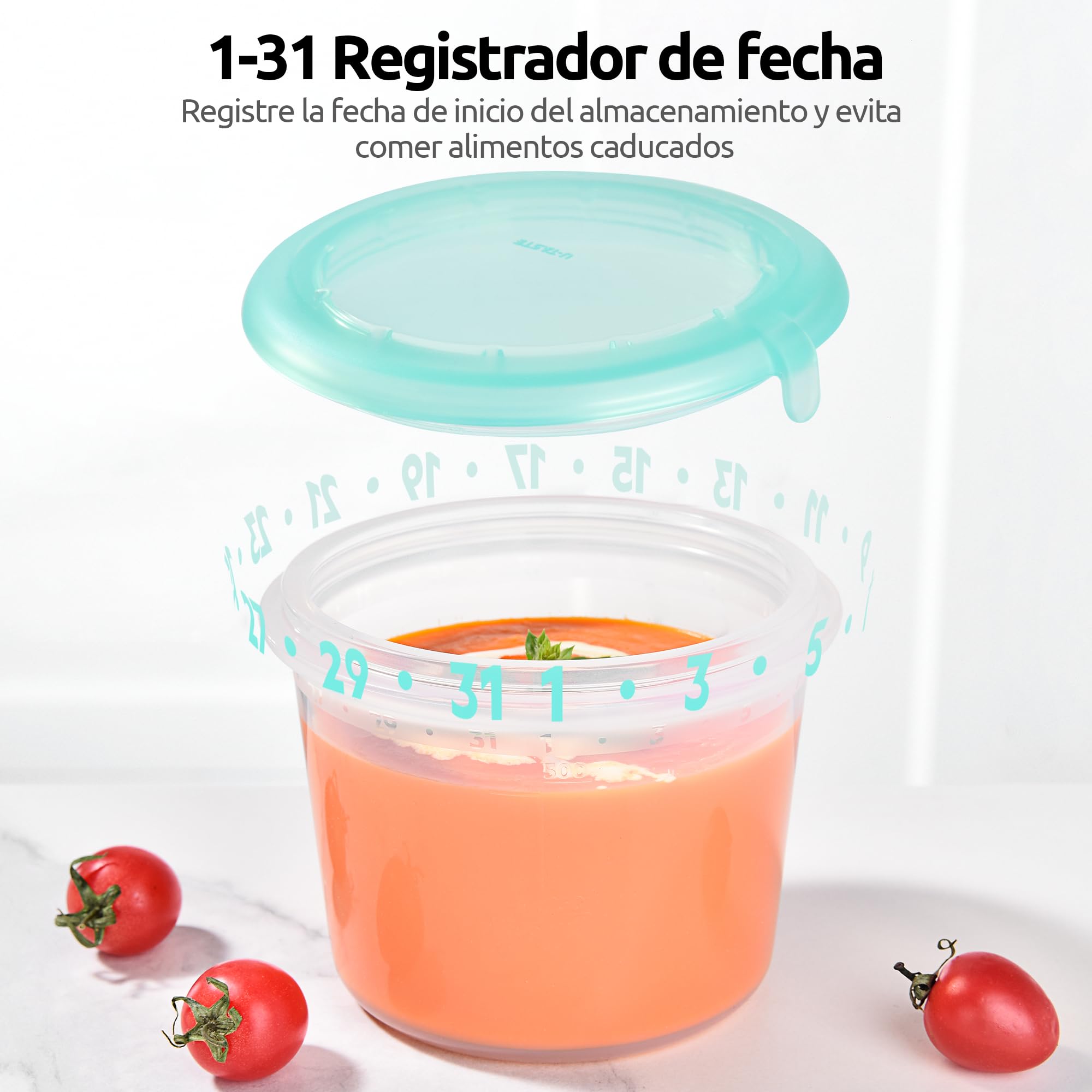 U-Taste Recipientes de Silicona, Alimentos, 60/125/250/500ml