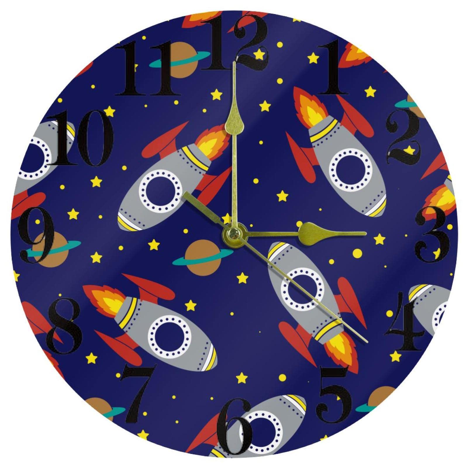 Horloge de maison cuisine bureau école motif planète dessin animé