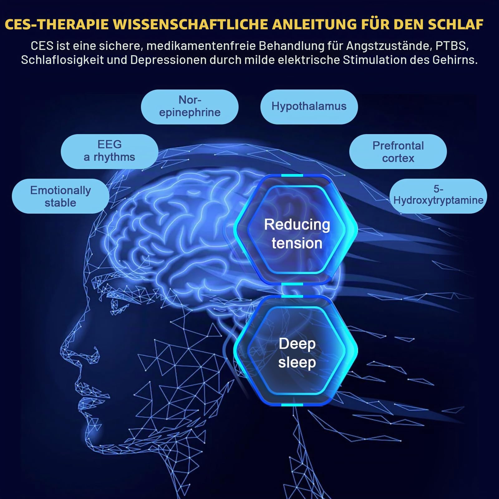 Vagusnervstimulation Ohrclips Schlafhilfegerät für Erwachsene Angstzustände Migräne Schwindel Tiefschlaf USB-Aufladung