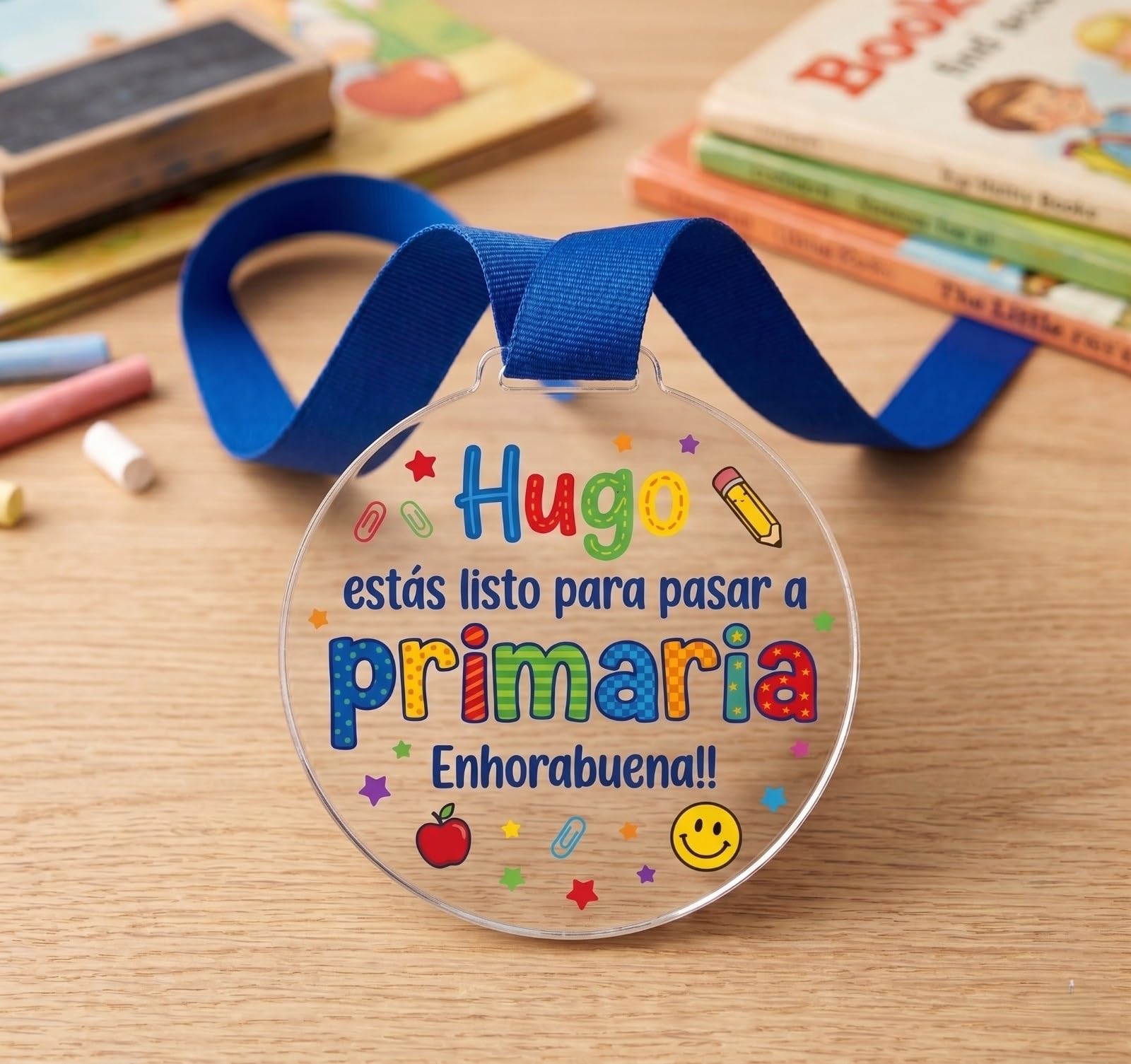 MEDALLAS DE GRADUACIÓN Infantil Personalizadas - Pack mínimo de 8 Unidades - Metacrilato Blanco o Transparente. Regalo Ideal Fin DE Curso y GRADUACIONES. Regalos TPMAS