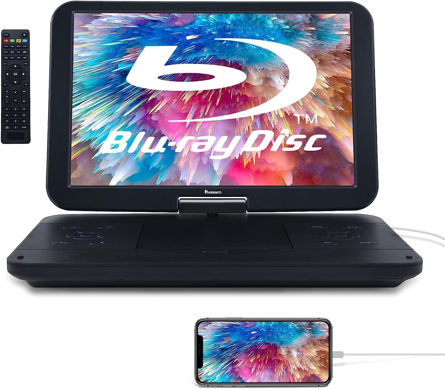 NAVISKAUTO 17.6“ portable blu ray player with 15.4" HD Large Screen