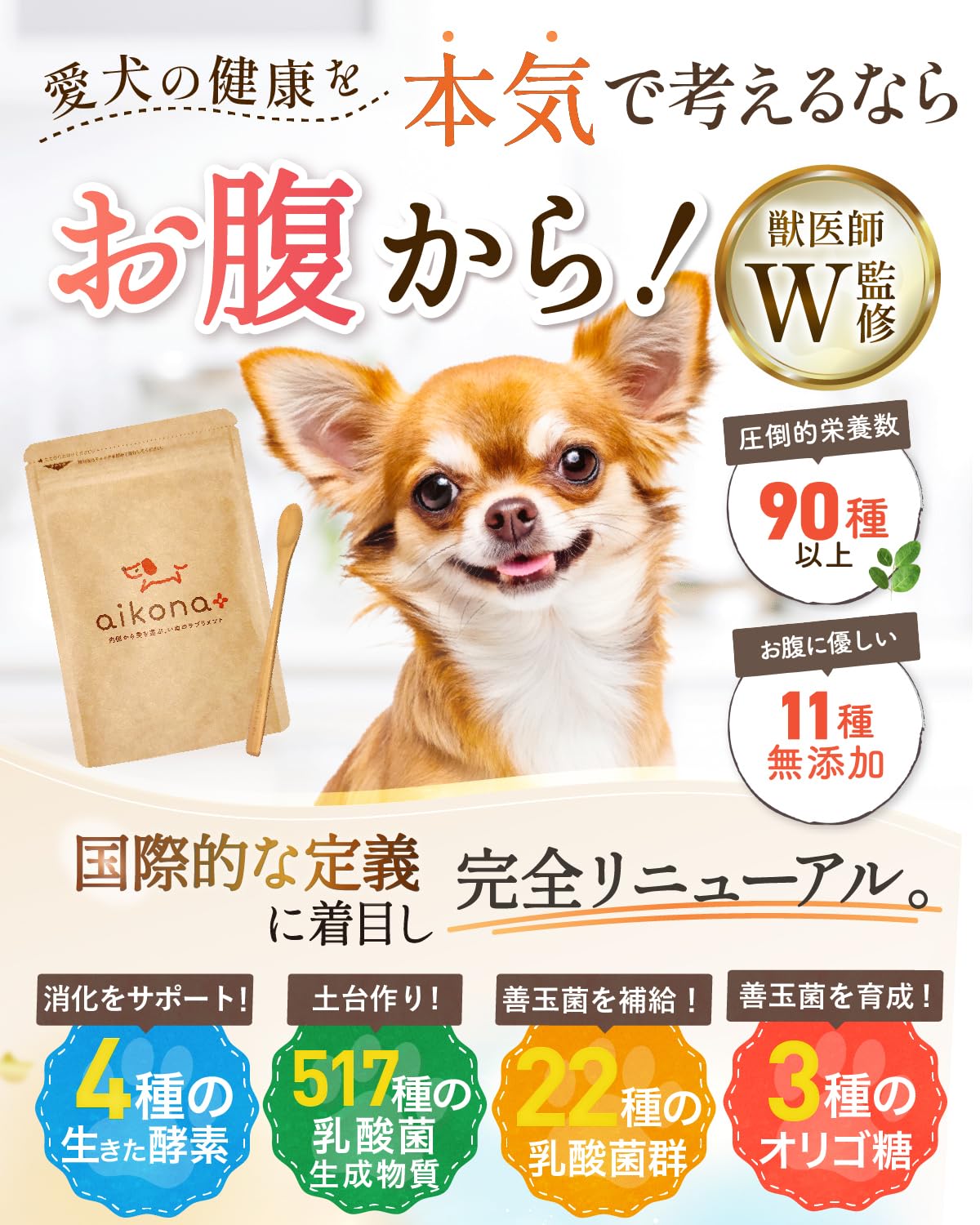 新品未開封　あいこな　ペットサプリ　2袋セット Amazon.co.jp: 【獣医師監修】あいこな プラス aikona + 犬 サプリ 腸